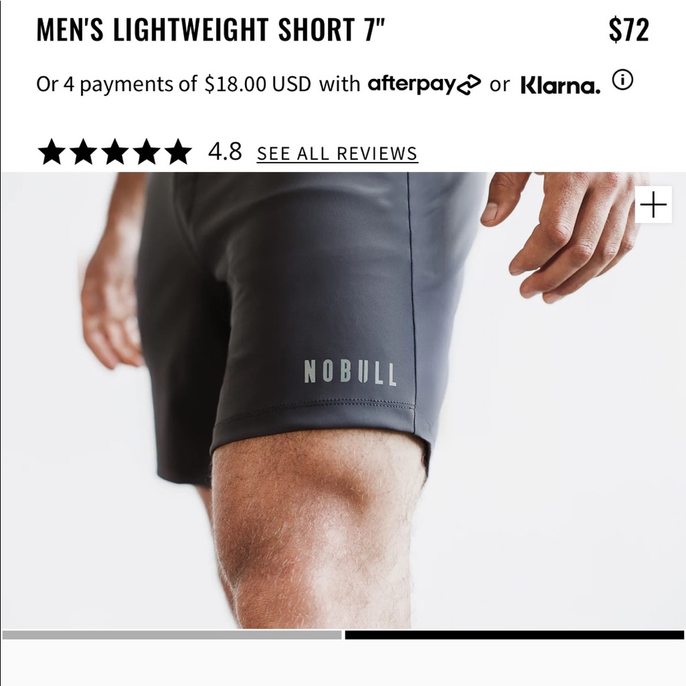 NOBULL mens large lightweight short 7”